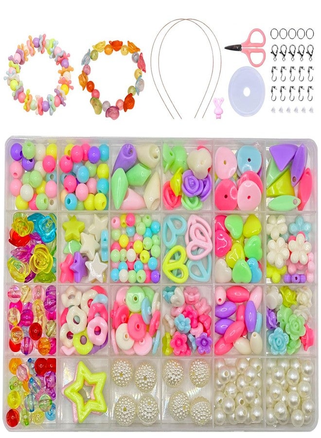 Massmot 350Pcs Beads for Kids Crafts, Children's Jewelry Making Kit, DIY Bracelets Necklace Hairband and Rings Craft Kits for 4-12 Years Old Little Girls, Multicolor (Multicolor 04) - Image 1